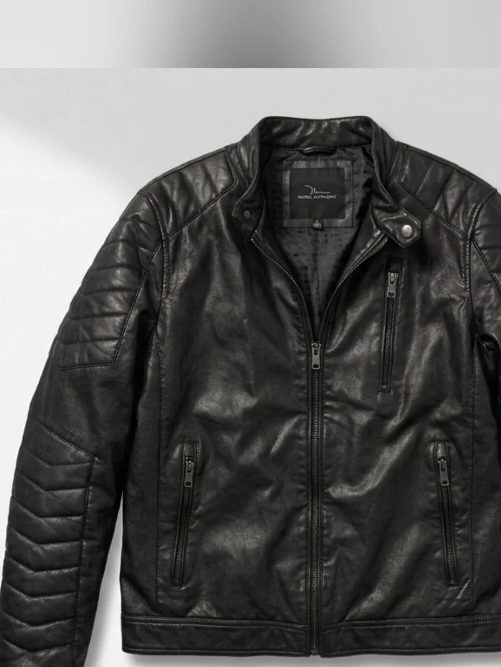 Marc Anthony Black Faux Leather Moto Jacket